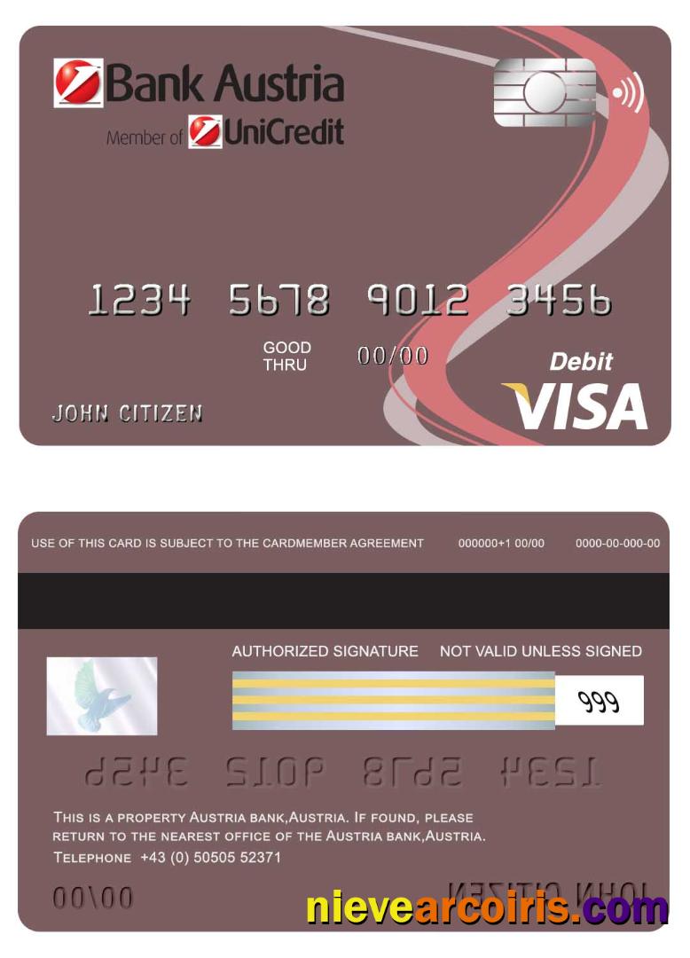 Austria Bank Austria visa card